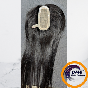 Toupet en cheveux humains Remy pour femmes indiennes fait à la main par OME, base en soie 100%, fermeture naturelle, léger, droit, 30-80g - Product Image 5