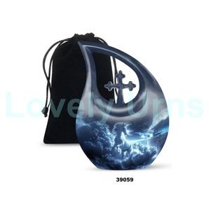 Hermosa urna de cremación de gota de lágrima de caballo para adultos para cenizas humanas Urna funeraria cruzada decorativa con bolsa de terciopelo gratis - Product Image 5