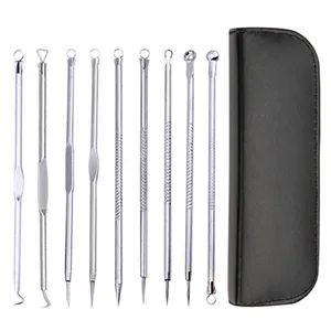 Professional Blackhead Remover Comedone Pore Extractor Rose Gold Pimple Acne Blemish Removal Tools Set with Metal Case