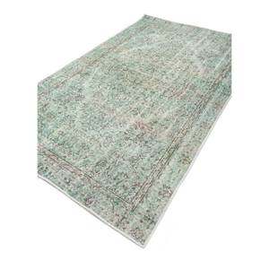 Tapis en laine bleu vintage noué à la main, motif médaillon rectangulaire pour salon ou couloir - Pae-67(Fr) - Product Image 2