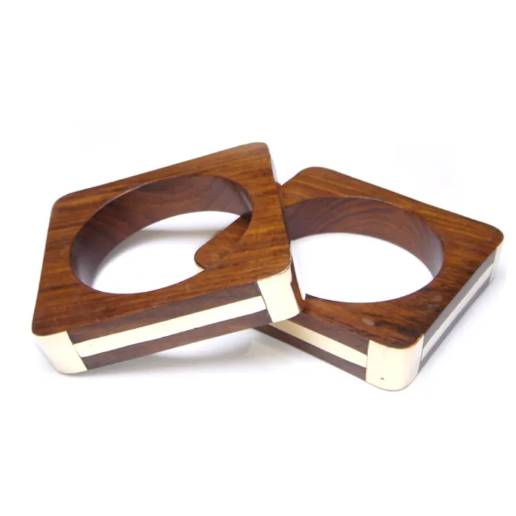 Brazalete de madera 100% natural para joyería, pieza de diseño de aspecto, forma cuadrada, mejor calidad, hecho a mano y personalizado