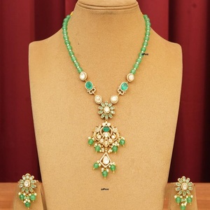 Designer High Quality Designer <b>Gold</b> Plated Moissanite Look Necklace <b>Set</b> With <b>Earrings</b> Women Traditional Wedding Wear Collection - Product Image 1