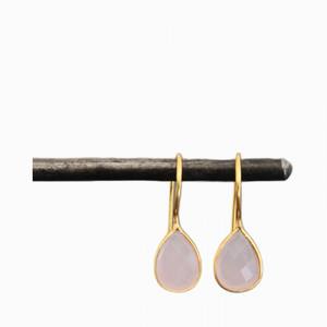 Exclusive 925 Sterling Silver Pink Rose Jewelry Gold-Plated Pear Shape Gemstone Earrings With <b>Diamond</b> for <b>Wedding</b> or Gift - Product Image 4