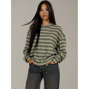 Pull décontracté en maille rayée à col rond pour femme, 100 % acrylique anti-boulochage pour l'automne - Product Image 6