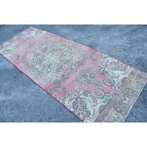 Turkish Vintage <b>Rug</b>, 3.4x9.2 ft <b>Runner</b> <b>Rug</b>, Pink Floral <b>Rug</b> - Product Image 4