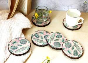 Posavasos Redondo de Madera Estampado, Estilo Bohemio, Hecho a Mano, Ecológico, para Decoración Moderna del Hogar, Precio de Mayoreo - Product Image 5