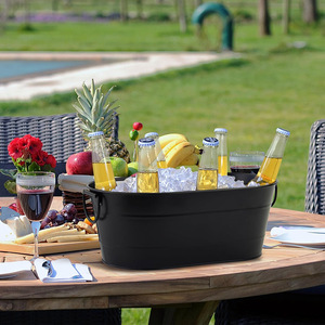 India Origin 3-Gallon Oval Beverage Tub Modern Design <b>Galvanised</b> Alloy Steel Widely Selling Ice <b>Bucket</b> Bulk Quality Available - Product Image 1