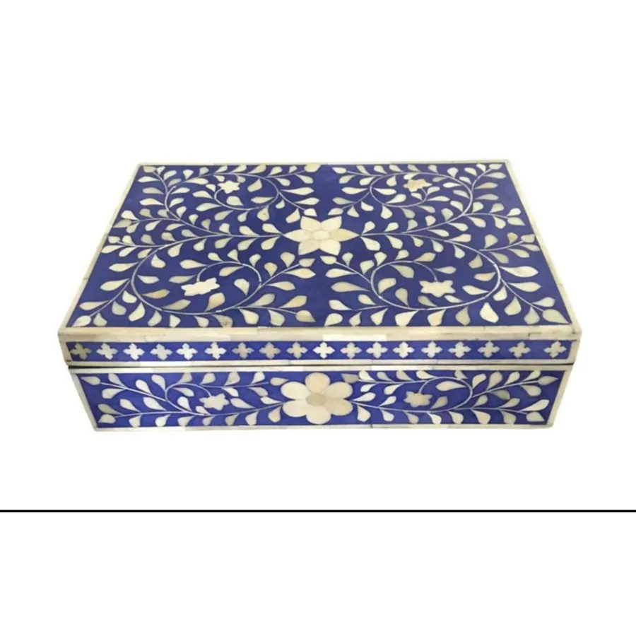 Caja de almacenamiento de joyería con incrustaciones de hueso más vendida, caja de tocador de joyería de gran tamaño de calidad superior