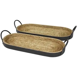 การผลิตถาดเสิร์ฟหญ้าทะเลไม้คุณภาพสูง ถาดอาหารไม้ทําด้วยมือ ถาดกลมผลิตในเวียดนาม - Product Image 2