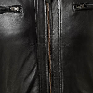 Veste en cuir avec design personnalisé Veste en cuir de couleur unie pour hommes Streetwear Veste en cuir pour hommes - Product Image 6