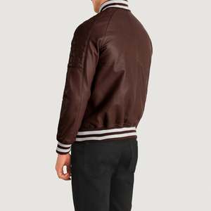 Pascal Genuine <b>Sheepskin</b> Leather Varsity <b>Jacket</b> Maroon High Quality College Casual Water Proof XS for Autumn Heating Clothes - Product Image 5