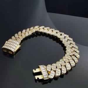 Pulsera Cubana Chapada en Oro con Moissanita VVS de Corte Brillante Redondo, Cadena Fina de Plata Esterlina 925, Pulseras y Brazaletes Finos para Hombre - Product Image 6