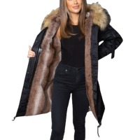 Abrigo de Invierno Transpirable de Lana y Piel de Oveja, Estilo Vintage, para Mujer, con Capucha, Cierre Largo con Cremallera y Botones Bordados