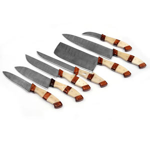 2025 recién llegado, superventas, 7 Uds., juego de cuchillos de Chef de acero de Damasco, juego de cuchillos de cocina de acero de Damasco forjado personalizado con bolsa enrollable - Product Image 6