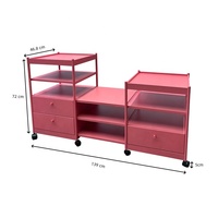 Meuble de rangement en acier à 3 tiroirs, chariot de salon avec rangement, armoire de rangement basse multifonction en métal avec roulettes pour bureau et cuisine