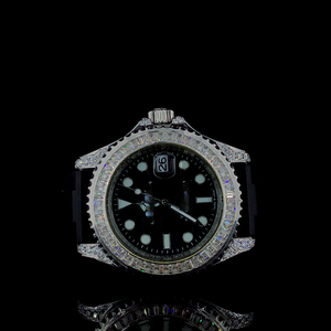 Reloj Mecánico Analógico de Acero Inoxidable de Lujo Personalizado al por Mayor, Estilo Hip Hop, con Esfera de Diamantes Moissanite de Dos Tonos, Resistente al Agua - Product Image 1