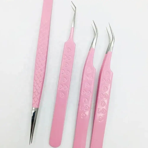 Pince à épiler d'extension de cils en acier inoxydable avec logo personnalisé professionnel poignée coeur rose avec outils de cils classiques à pointe pointue - Product Image 3