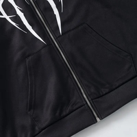 Sudadera con capucha térmica de invierno con estampado de araña, cremallera completa, 100% algodón, diseño de cara roja llamativa, estilo oversize, para streetwear, moda casual y cosplay