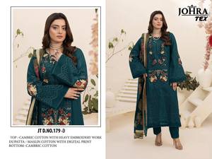 Cambric coton broderie pakistanaise Salwar Kameez catalogue complet disponible au tarif de gros, collection premium. - Product Image 2