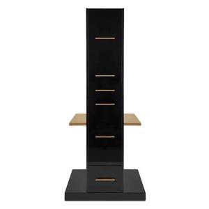 Estación de Espejo Negra para Salón de Belleza, Mueble de Peluquería con Cajones y Estante Dorado, Mobiliario Comercial para Barbería - Product Image 3