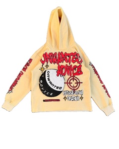 Survêtement personnalisé à imprimé bouffant Street Wear pour hommes, sweat à capuche court à ourlet brut et pantalon de survêtement évasé, survêtement unisexe - Product Image 2