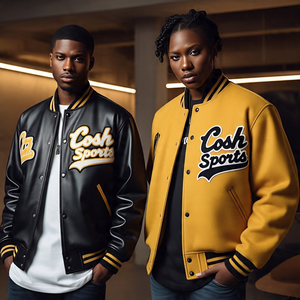 Veste bomber universitaire en cuir véritable pour homme/femme, avec logo brodé en chenille personnalisé, chauffée pour l'hiver, style streetwear - Product Image 5