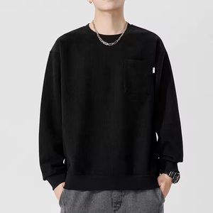 High quality Corduroy sweatshirt round neck <b>long</b> <b>sleeved</b> waffle <b>t</b>-<b>shirt</b> oversize drop shoulder hoodies - Product Image 5