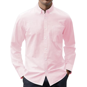 Kaki gris 100% coton hommes décontracté à manches longues Satin chemise personnalisée grande taille support haut lâche revers couleur unie chaud hiver - Product Image 4