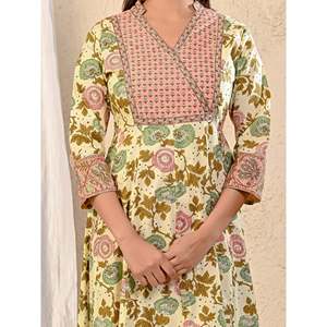 Vestido largo de algodón estampado Peach for Cream, talla única, estilo hippie informal, para fiestas de cumpleaños, oficina, uso diario, con mangas abullonadas. - Product Image 2