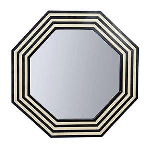 Produit noir en forme ovale, incrustation d'os, cadre de miroir suspendu de chambre à coucher, miroir de bureau, miroir décoratif mural de salon - Product Image 3