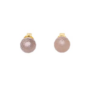 Minimalist Jewelry Natural <b>Rose</b> <b>Quartz</b> Gemstone <b>Earring</b> Studs 14K Solid Yellow Gold Minimal Studs Wedding Gift for Guest - Product Image 3