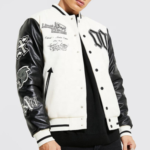 Chaqueta Varsity de Invierno 2025 de Alta Calidad para Hombre, Estilo Urbano, con Letras Bordadas, Cierre Personalizado, Parches Bordados, Chaqueta Universitaria de Cuero para Hombre - Product Image 4
