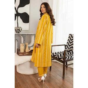 Conjunto de Camisa y Pantalón con Estampado Floral Jacquard Lurex Amarillo para Mujer, Estilo Ejecutivo, Largo por Encima de la Rodilla, Decoración con Botones, Talla XL - Product Image 5