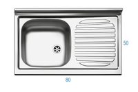 Évier de cuisine rectangulaire en acier inoxydable de haute qualité, fabrication italienne Negrari, à poser sous le plan, avec grille d'évacuation, couleur argent