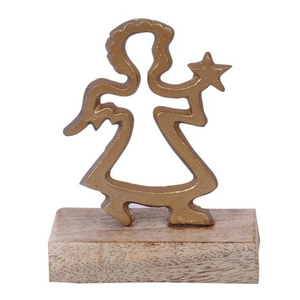 Escultura de decoración de mesa de Ángel de Navidad de madera de diseño creativo de alta calidad Acabado de aluminio de lujo Precio bajo Venta - Product Image 5