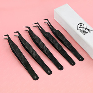 Pinzas de precisión de 90 grados para pestañas, punta de fibra, recogedor de volumen hecho a mano, pinzas de volumen sin esfuerzo para pestañas antideslizantes, novedad - Product Image 6