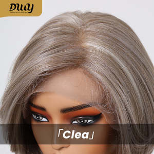 Peluca Sintética Clea-DWY 13x6 con Frente de Encaje, Sin Pegamento, 10 Pulgadas, Estilo Bob Rubio con Reflejos, Encaje Transparente - Product Image 4