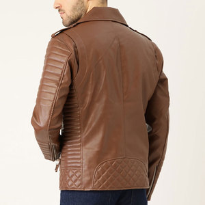 Veste en cuir de motard de bonne qualité sur mesure Nouveau style Veste en cuir pour hommes bon marché Veste en cuir imperméable et lourde - Product Image 3
