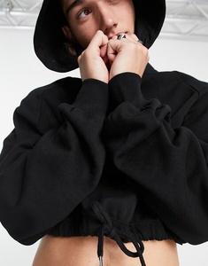Vente en gros de coton éponge français pull à épaules tombantes Boxy sweat à capuche court personnalisé sweat à capuche double doublure - Product Image 2