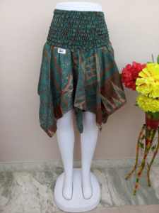 Jupe pour femme, taille haute, mini, imprimé floral multicolore, 100% viscose de soie, satin respirant pour l'été, streetwear - Product Image 3