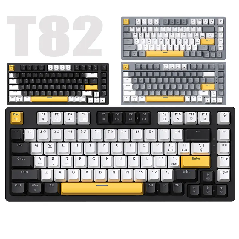 ZIFRIEND T82 80% Keyboard 82 Keys Hot Swappable Doubleshot Keycaps Gaming Mechanical Keyboard for Computer USB Wired Keyboards