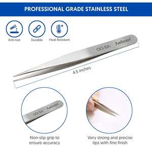 Herramienta de Precisión de Grado Industrial y para Bricolaje de 4 1/2 Pulgadas Pinzas de punta recta con mango de acero inoxidable, punta puntiaguda, paquete múltiple de 25 piezas - Product Image 3