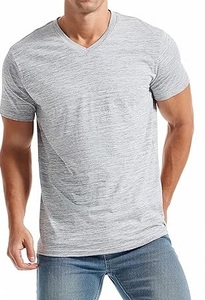 T-shirts à col en V pour hommes T-shirts en coton ajustés élégants et décontractés pour hommes T-shirts lourds avec logo personnalisé du Bangladesh - Product Image 4