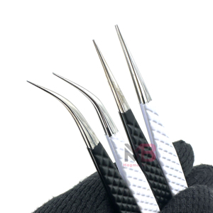 New <b>Silver</b> Polish Stainless Steel Lash Extension Tweezers <b>Set</b> High Quality Diamond Grip Eyelash Tweezer Logo Sustainable - Product Image 2