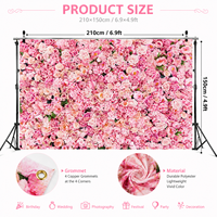 Latar Belakang Dinding Bunga Pink Poliester 6.9*4.9ft Spanduk Latar Belakang Fotografi Bunga Mawar untuk Dekorasi Pesta Pernikahan Ulang Tahun