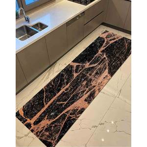 Tapis brillant en marbre noir et cuivre : Tapis moderne et tendance, tapis fin non tissé - Product Image 4