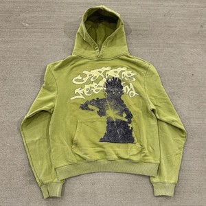 Pull à capuche unisexe lavé à l'acide avec logo imprimé personnalisé en coton uni épaule tombante grande taille 3D hiver en vrac grande taille pour hommes - Product Image 5