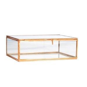 กล่องแก้วทองเหลืองอุปกรณ์แต่งหน้าบนโต๊ะกล่องใส่เครื่องประดับทำด้วยมือขนาดพิเศษทรงสี่เหลี่ยมผืนผ้าสีทอง - Product Image 3