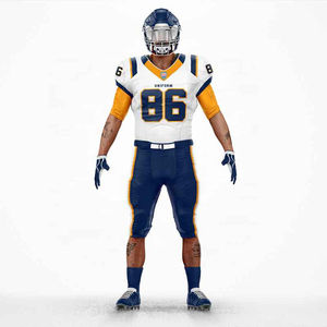 Uniforme de fútbol americano profesional hecho a medida con Conjunto de jersey y pantalones con poliéster de alto rendimiento - Product Image 3