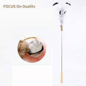 <b>Interactive</b> Eco-Friendly Educational Feather Wood Handle Scalable Lengthen Solid Cat <b>Toy</b> New Silvervine Cat Teaser Stick Smart - Product Image 4